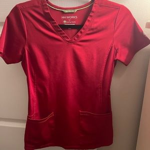Red Healing Hands Scrub Top